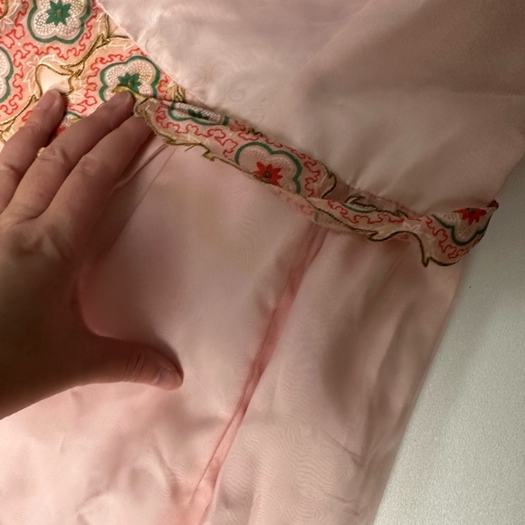 Vintage 60s Pink Floral Party Dress Formal Gown MCM - Picture 5 of 7